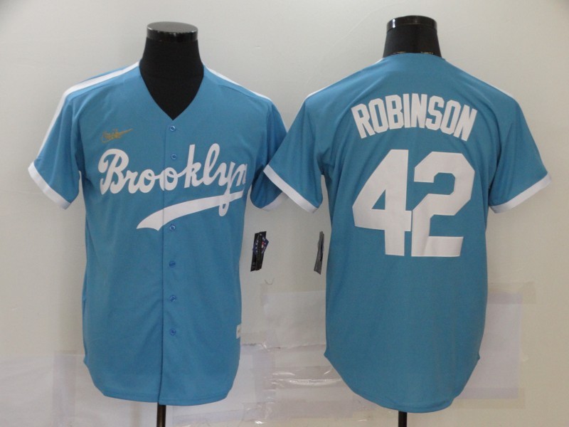 Men's Los Angeles Dodgers Jackie Robinson #42 Light Blue Baseball Jersey